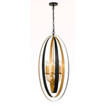 Luna Long Chandelier - English Bronze / Antique Gold