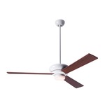 Altus Ceiling Fan with Light - Gloss White / Mahogany Wood