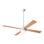 Ball Ceiling Fan with Light - Gloss White / Maple