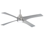 Swept Ceiling Fan with Light - Silver