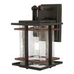 San Marcos Outdoor Wall Light - Black / Clear Seeded