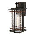 San Marcos Outdoor Wall Light - Black / Clear Seeded