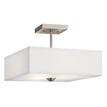 Shailene Square Semi Flush Ceiling Light - Brushed Nickel / White