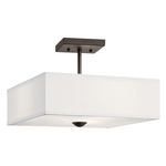 Shailene Square Semi Flush Ceiling Light - Olde Bronze / White