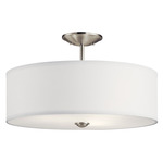 Shailene Round Semi Flush Ceiling Light - Brushed Nickel / White