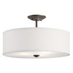 Shailene Round Semi Flush Ceiling Light - Olde Bronze / White