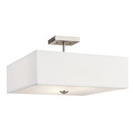 Shailene Square Semi Flush Ceiling Light - Brushed Nickel / White