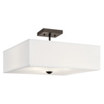 Shailene Square Semi Flush Ceiling Light - Olde Bronze / White