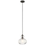 Riviera Round Mini Pendant - Olde Bronze / Clear Ribbed