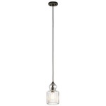 Riviera Mini Pendant - Olde Bronze / Clear Ribbed