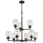 Winslow Two-Tier Chandelier - Olde Bronze / Clear Seeded