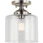 Winslow Semi Flush Ceiling Light - Brushed Nickel / Clear Seeded