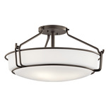 Alkire Semi Flush Ceiling Light - Olde Bronze / Satin Etched