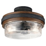 Grand Bank Semi Flush Ceiling Light - Auburn Stained / Clear Seeded