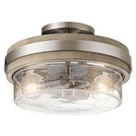 Grand Bank Semi Flush Ceiling Light - Classic Pewter / Clear Seeded
