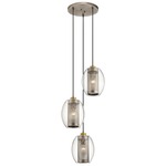 Asher Round Multi Light Pendant - Antique Pewter / Clear