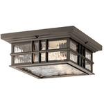 Beacon Square Outdoor Ceiling Light - Olde Bronze / Clear Hammered
