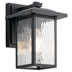 Capanna Outdoor Wall Sconce - Textured Black / Clear Waterfall