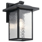 Capanna Outdoor Wall Sconce - Textured Black / Clear Waterfall