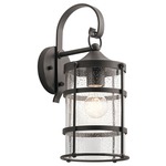 Mill Lane Outdoor Wall Light - Anvil Iron / Clear Seeded