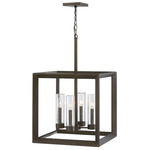 Rhodes 120V Outdoor Square Pendant - Warm Bronze / Clear Seedy
