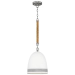 Nash Pendant - Antique Nickel / Ceramic + Grey Stripe