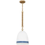 Nash Pendant - Heirloom Brass / Ceramic + Blue Stripe
