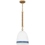 Nash Pendant - Heirloom Brass / Ceramic + Blue Stripe