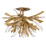 Vida Semi Flush Ceiling Light - Burnished Gold / Crystal