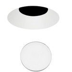 2 Inch Round Flangeless Bevel Lensed Shower Trim - White / Lensed