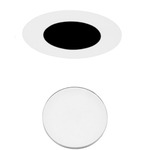 2 Inch Round Flangeless Flat Lensed Shower Trim - White / Lensed