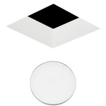 2 Inch Square Flangeless Bevel Lensed Shower Trim - White / Lensed