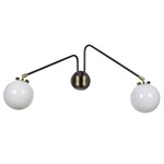 Array Twin Opal Wall Light - Satin Brass / Opal