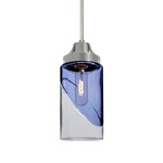 Blink Mini Pendant - Satin Nickel / Transparent Blue