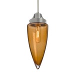 Sulu Mini Pendant - Satin Nickel / Amber Bubble