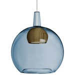 Benji Mini Pendant - Satin Nickel / Blue / Medium Wood