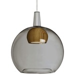 Benji Mini Pendant - Satin Nickel / Smoke / Medium Wood