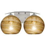 Jilly Bathroom Vanity Light - Satin Nickel / Amber Vapor