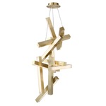 Chaos Vertical Chandelier - Aged Brass / White