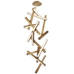 Chaos Vertical Chandelier - Aged Brass / White