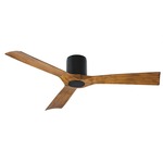 Aviator Flush Mount DC Ceiling Fan - Matte Black / Distressed Koa