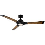 Woody 60 Inch DC Ceiling Fan with Light - Matte Black / Distressed Koa