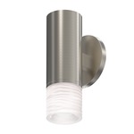 ALC One-Sided Wall Light with Etched Ribbon Glass Trim - Satin Nickel