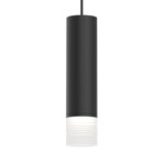 ALC Pendant with Etched Ribbon Glass - Satin Black