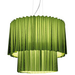 Skirt Two Tier Acoustic Pendant - White / Light Green / Black Mesh