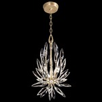 Lily Buds Teardrop Pendant - Gold Leaf / Crystal