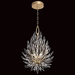 Lily Buds Teardrop Pendant - Gold Leaf / Crystal