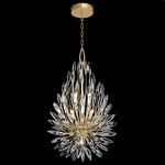 Lily Buds Teardrop Pendant - Gold Leaf / Crystal