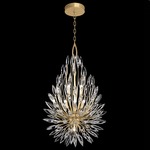 Lily Buds Teardrop Pendant - Gold Leaf / Crystal