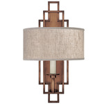 Cienfuegos Deco Wall Sconce - Antique Bronze / Natural Greige